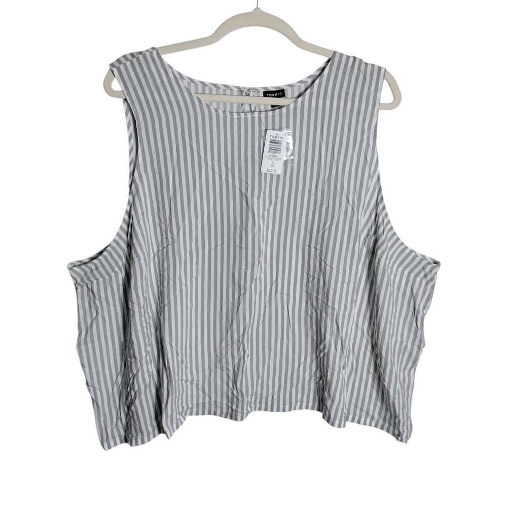 Torrid Rocker Stripe Heather Gray Sleeveless Shell Top Blouse Size 6 6X 30